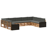 vidaXL Utomhussoffset 9 pcs Naturlig och Antracit Massivt Akaciaträ