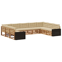vidaXL Utomhussoffset 9 pcs Naturlig och Beige Massivt Akaciaträ