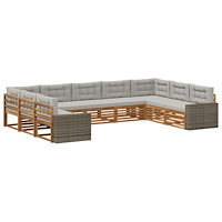 vidaXL Utomhussoffset 9 pcs Naturlig och ljusgrå Massivt Akaciaträ