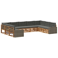 vidaXL Utomhussoffset 9 pcs Naturlig och Antracit Massivt Akaciaträ