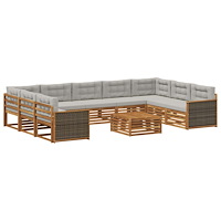 vidaXL Utomhussoffset 10 pcs Naturlig och ljusgrå Massivt Akaciaträ