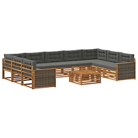 vidaXL Utomhussoffset 10 pcs Naturlig och Antracit Massivt Akaciaträ