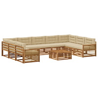 vidaXL Utomhussoffset 10 pcs Naturlig och Beige Massivt Akaciaträ