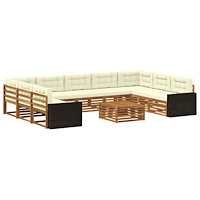 vidaXL Utomhussoffset 10 pcs Naturlig och Grädde Massivt Akaciaträ