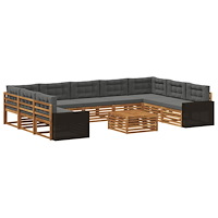 vidaXL Utomhussoffset 10 pcs Naturlig och Antracit Massivt Akaciaträ