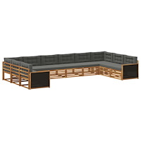 vidaXL Soffgrupper med kudde 10 pcs Massivt Akaciaträ