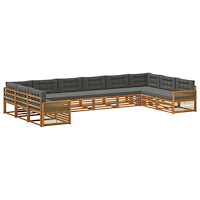vidaXL Soffgrupper med kudde 10 pcs Massivt Akaciaträ