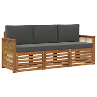vidaXL Soffgrupper med kudde 3 pcs Massivt Akaciaträ