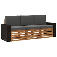 vidaXL Soffgrupper med kudde 3 pcs Massivt Akaciaträ