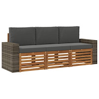 vidaXL Soffgrupper med kudde 3 pcs Massivt Akaciaträ