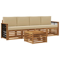 vidaXL Utomhussoffset 5 pcs Naturlig och Beige Massivt Akaciaträ