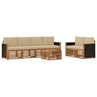 vidaXL Utomhussoffset 7 pcs Naturlig och Beige Massivt Akaciaträ