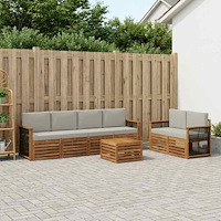 vidaXL Utomhussoffset 7 pcs Naturlig och ljusgrå Massivt Akaciaträ