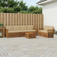 vidaXL Utomhussoffset 7 pcs Naturlig och Beige Massivt Akaciaträ