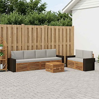 vidaXL Utomhussoffset 7 pcs Naturlig och ljusgrå Massivt Akaciaträ