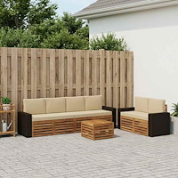vidaXL Utomhussoffset 7 pcs Naturlig och Beige Massivt Akaciaträ