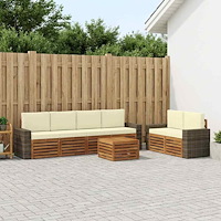 vidaXL Utomhussoffset 7 pcs Naturlig och Grädde Massivt Akaciaträ