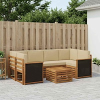 vidaXL Utomhussoffset 7 pcs Naturlig och Beige Massivt Akaciaträ