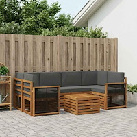 vidaXL Utomhussoffset 7 pcs Naturlig och Antracit Massivt Akaciaträ