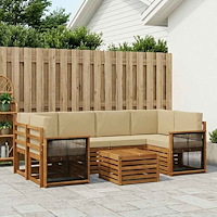 vidaXL Utomhussoffset 7 pcs Naturlig och Beige Massivt Akaciaträ