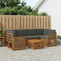 vidaXL Utomhussoffset 7 pcs Naturlig och Antracit Massivt Akaciaträ