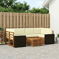 vidaXL Utomhussoffset 7 pcs Naturlig och Grädde Massivt Akaciaträ