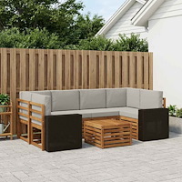 vidaXL Utomhussoffset 7 pcs Naturlig och ljusgrå Massivt Akaciaträ
