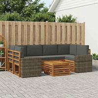 vidaXL Utomhussoffset 7 pcs Naturlig och Antracit Massivt Akaciaträ