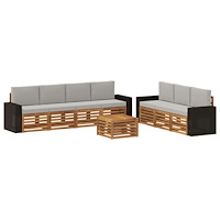 vidaXL Soffgrupper med kudde 8 pcs Massivt Akaciaträ