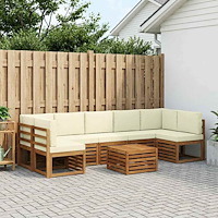 vidaXL Utomhussoffset 8 pcs Naturlig och Grädde Massivt Akaciaträ
