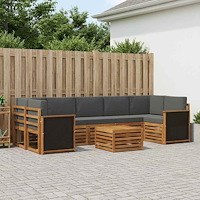 vidaXL Utomhussoffset 8 pcs Naturlig och Antracit Massivt Akaciaträ