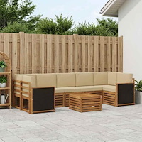 vidaXL Utomhussoffset 8 pcs Naturlig och Beige Massivt Akaciaträ