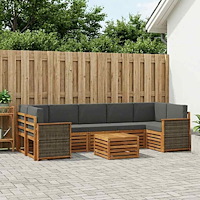 vidaXL Utomhussoffset 8 pcs Naturlig och Antracit Massivt Akaciaträ