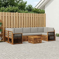 vidaXL Utomhussoffset 8 pcs Naturlig och ljusgrå Massivt Akaciaträ