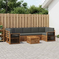 vidaXL Utomhussoffset 8 pcs Naturlig och Antracit Massivt Akaciaträ