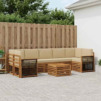vidaXL Utomhussoffset 8 pcs Naturlig och Beige Massivt Akaciaträ