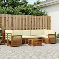 vidaXL Utomhussoffset 8 pcs Naturlig och Grädde Massivt Akaciaträ