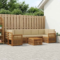 vidaXL Utomhussoffset 8 pcs Naturlig och Beige Massivt Akaciaträ