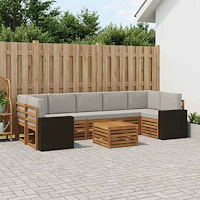 vidaXL Utomhussoffset 8 pcs Naturlig och ljusgrå Massivt Akaciaträ