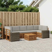 vidaXL Utomhussoffset 8 pcs Naturlig och ljusgrå Massivt Akaciaträ
