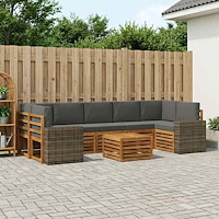 vidaXL Utomhussoffset 8 pcs Naturlig och Antracit Massivt Akaciaträ