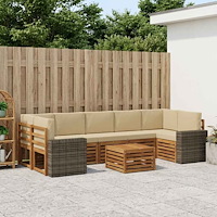 vidaXL Utomhussoffset 8 pcs Naturlig och Beige Massivt Akaciaträ