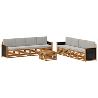 vidaXL Soffgrupper med kudde 9 pcs Massivt Akaciaträ