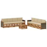 vidaXL Soffgrupper med kudde 9 pcs Massivt Akaciaträ