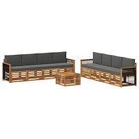 vidaXL Soffgrupper med kudde 9 pcs Massivt Akaciaträ