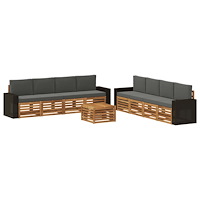 vidaXL Soffgrupper med kudde 9 pcs Massivt Akaciaträ