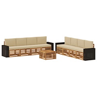 vidaXL Soffgrupper med kudde 9 pcs Massivt Akaciaträ