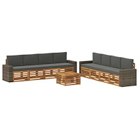 vidaXL Soffgrupper med kudde 9 pcs Massivt Akaciaträ