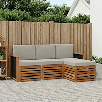 vidaXL Utomhussoffset 4 pcs Naturlig och ljusgrå