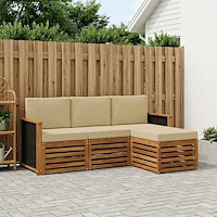 vidaXL Utomhussoffset med kudde 4 pcs Naturlig och Beige